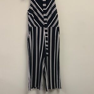 Ann Taylor Navy and White Striped Jumpsuit